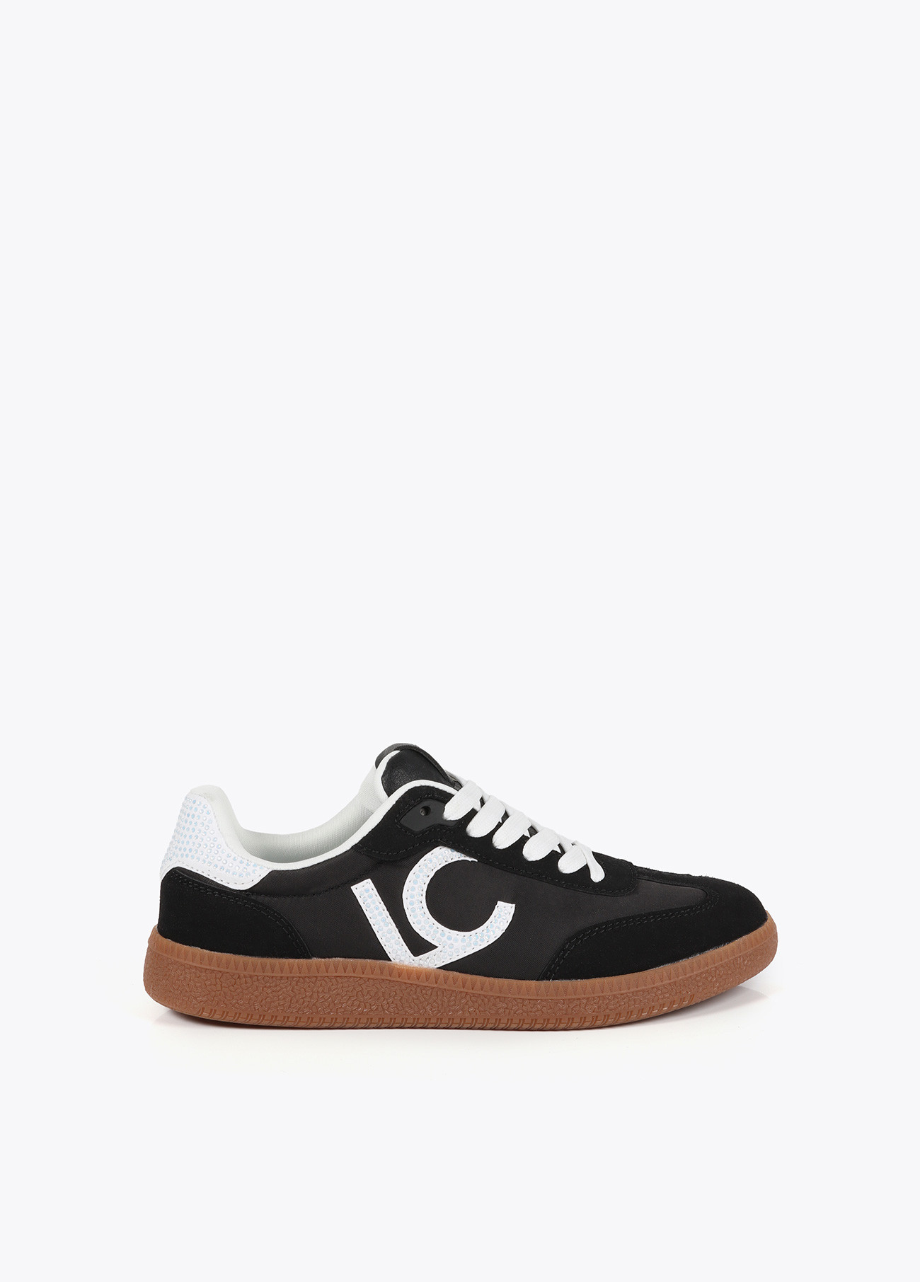 LOLA CASADEMUNT LF2505028 Deportiva en tejido tipo nylon con detalles de strass NEGRO