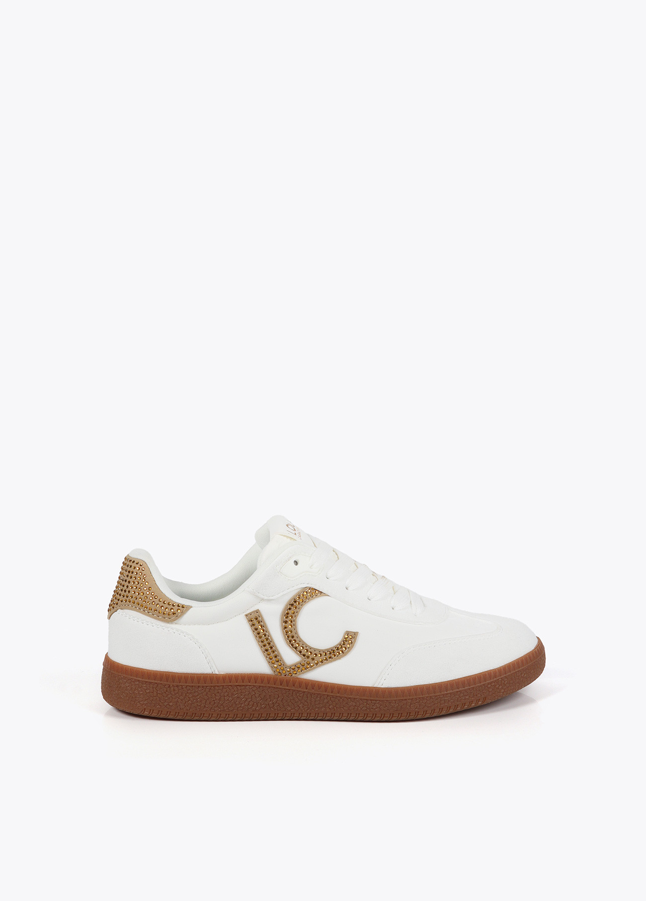 LOLA CASADEMUNT LF2505028 Deportiva en tejido tipo nylon con detalles de strass BLANCO