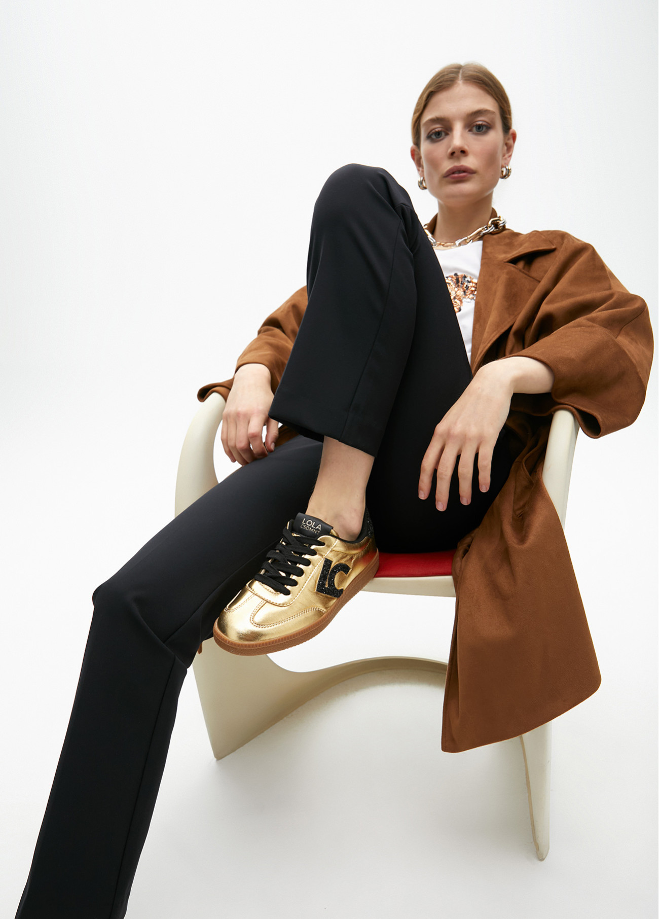 LOLA CASADEMUNT LF2505029 Deportiva metalizada y detalles en efecto purpurina DORADO - Imagen 2