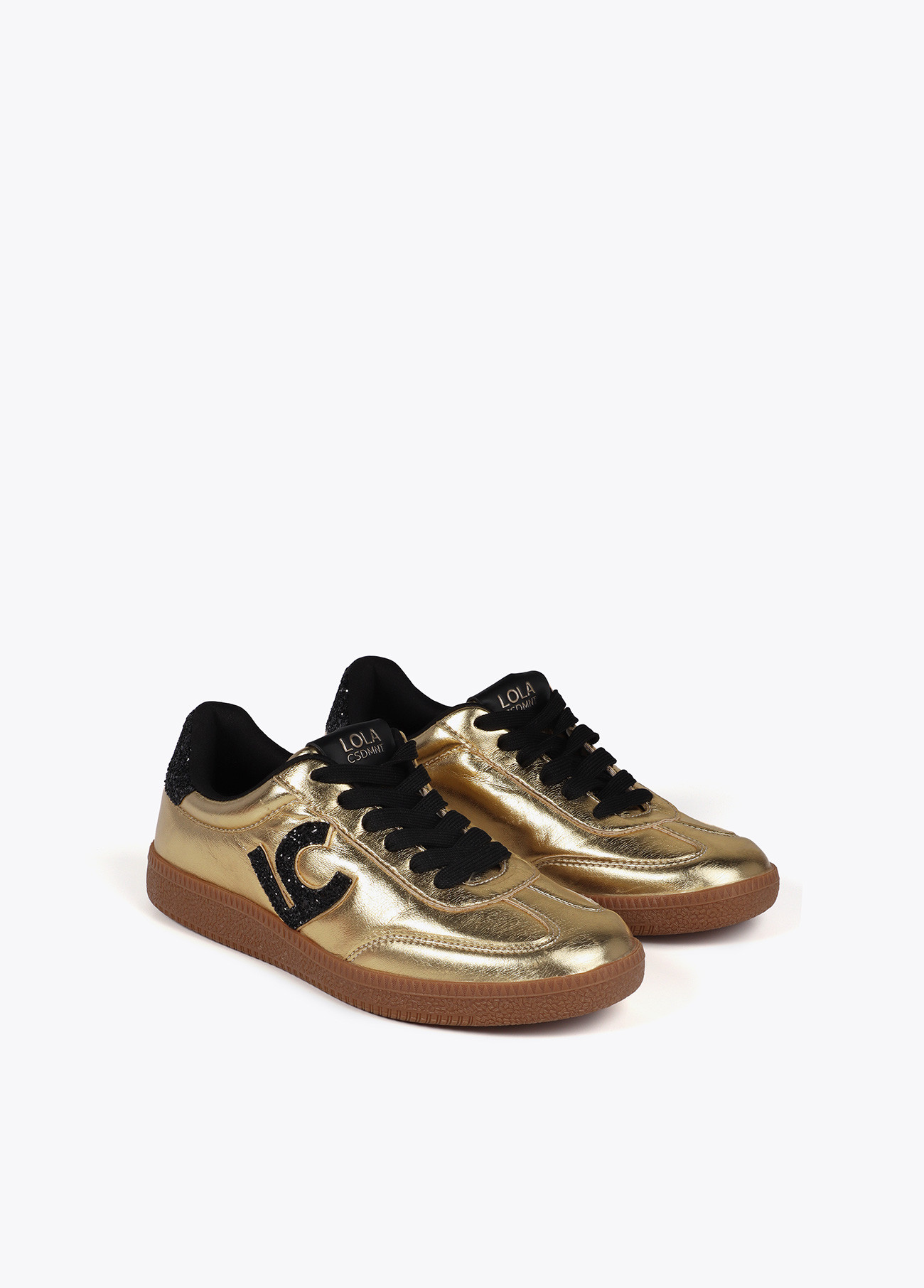 LOLA CASADEMUNT LF2505029 Deportiva metalizada y detalles en efecto purpurina DORADO - Imagen 4