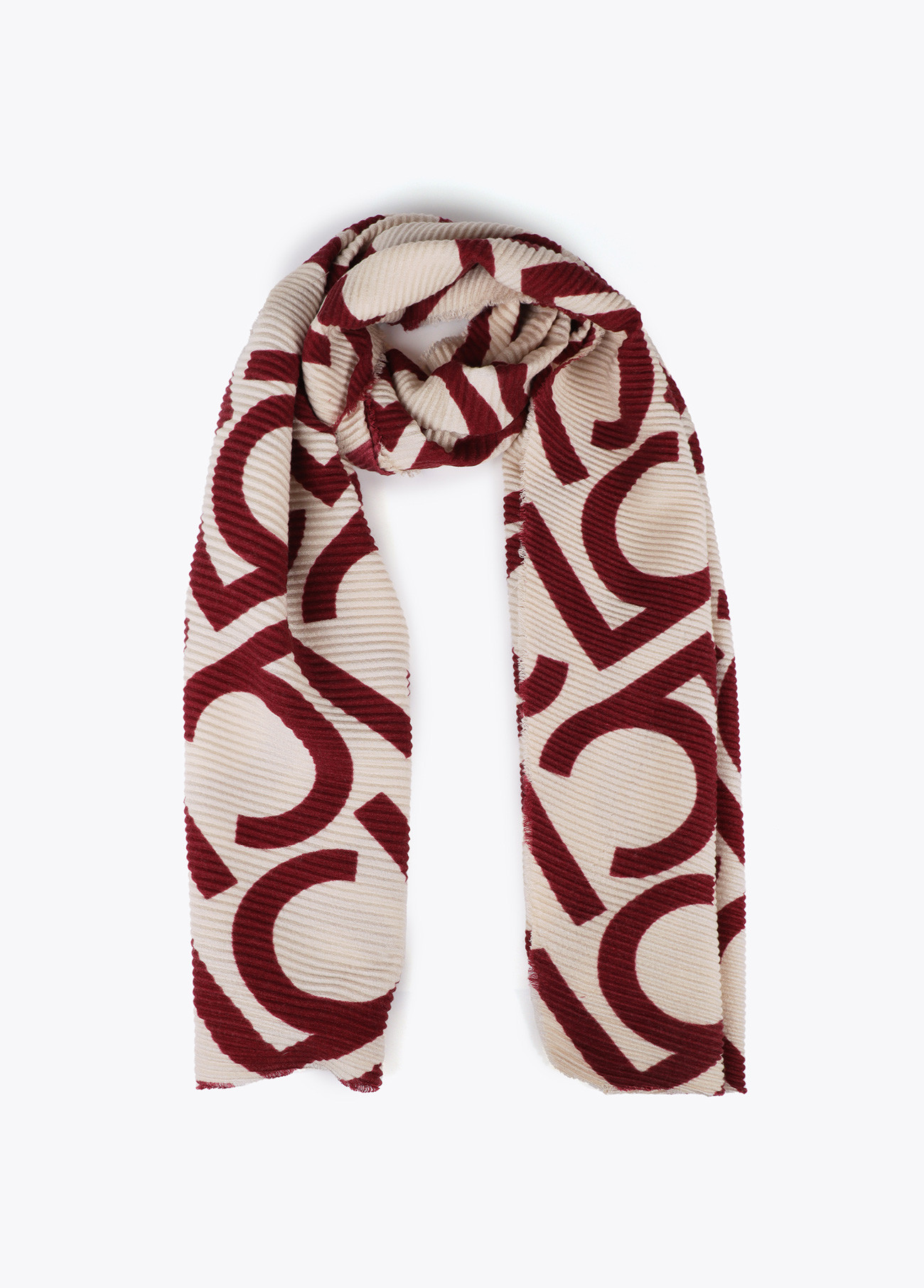 LOLA CASADEMUNT LF2507007 Foular plisados bicolor LC CRUDO-ROJO - Imagen 3