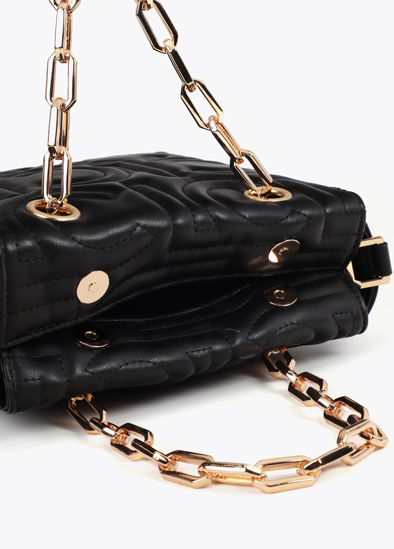 LOLA CASADEMUNT LF2504028 Mini shopper acolchado logotipada en efecto piel con asa mix cadena NEGRO - Imagen 4