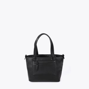 LOLA CASADEMUNT LF2504019 Mini shopper nylon satinado con detalles en efecto piel NEGRO