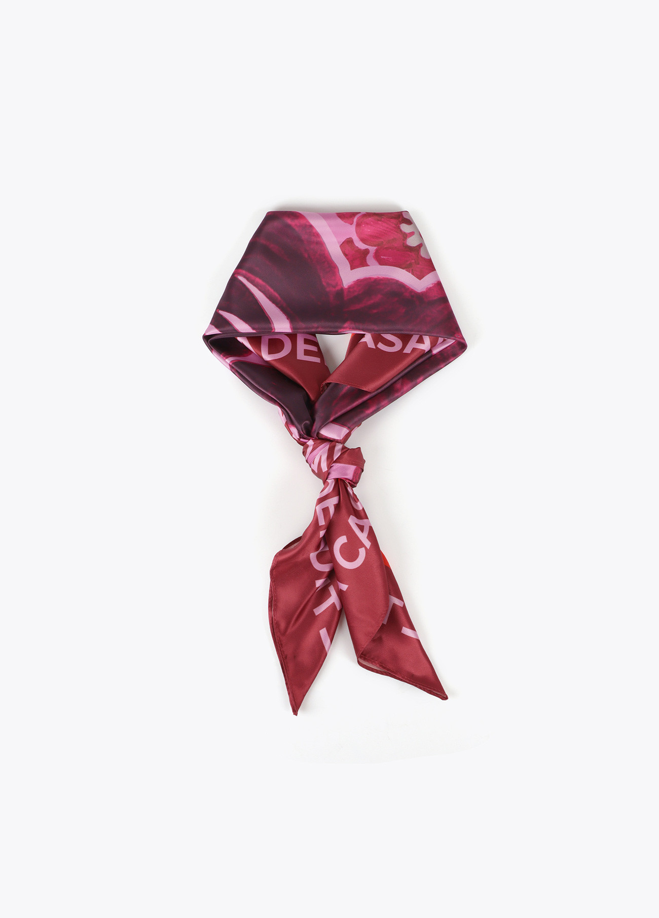 LOLA CASADEMUNT LF2507013 Pañuelo estampado flor ROSA-ROJO - Imagen 2