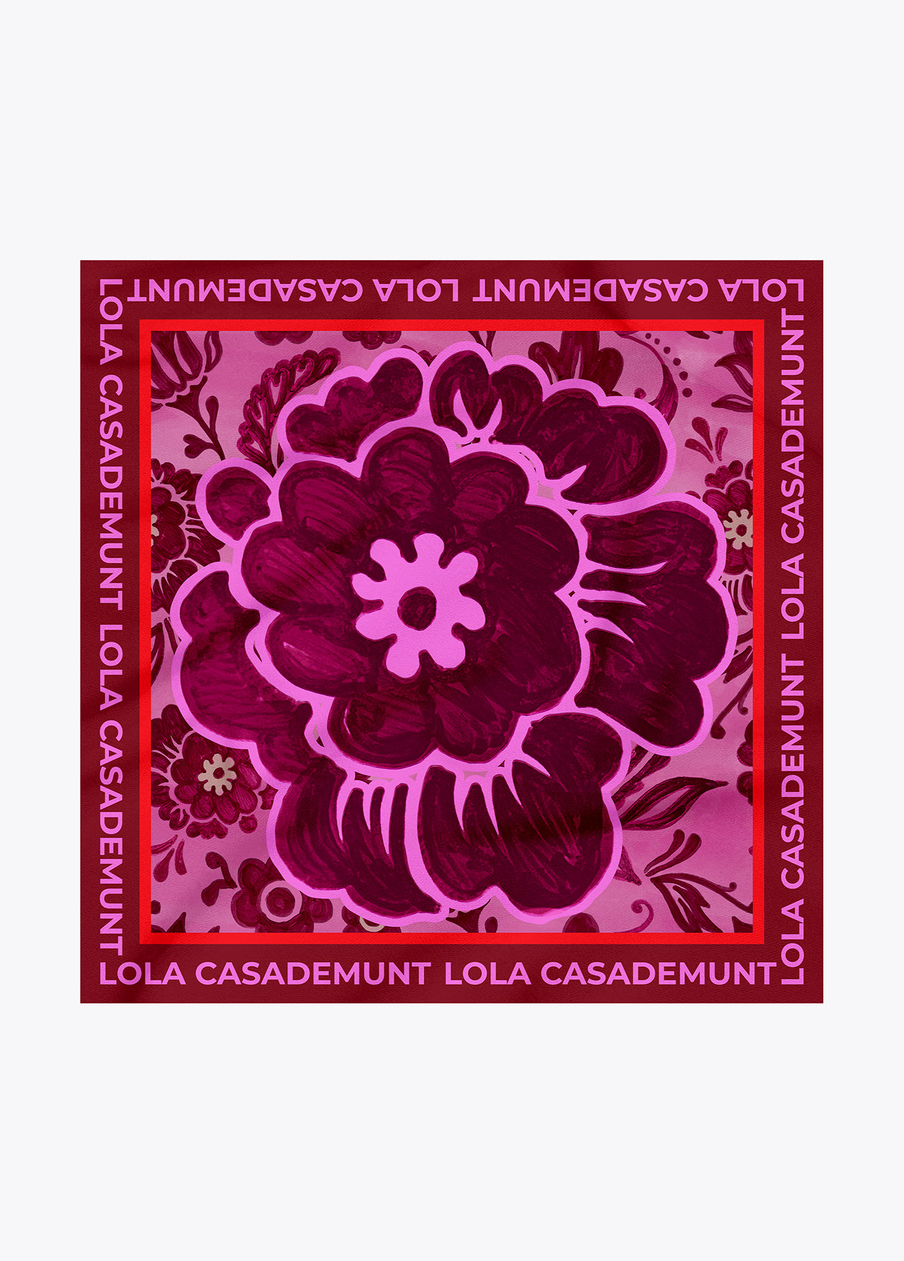 LOLA CASADEMUNT LF2507013 Pañuelo estampado flor ROSA-ROJO