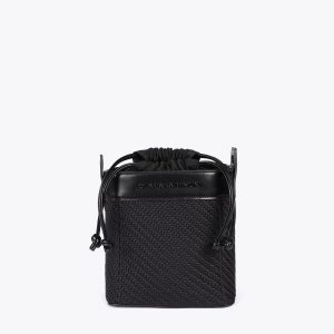 LOLA CASADEMUNT LF2504024 Bolso bandolera combinado tejido y efecto piel NEGRO