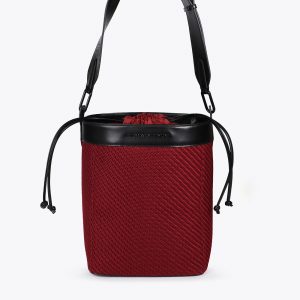 LOLA CASADEMUNT LF2504023 Bolso hobo combinado tejido y efecto piel BURDEOS