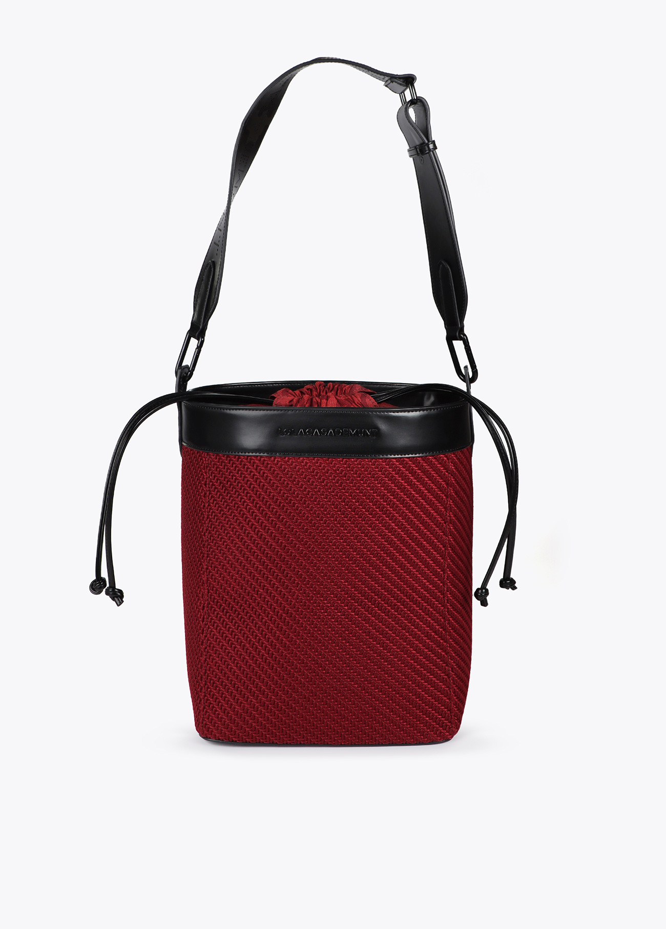 LOLA CASADEMUNT LF2504023 Bolso hobo combinado tejido y efecto piel BURDEOS