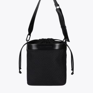 LOLA CASADEMUNT LF2504023 Bolso hobo combinado tejido y efecto piel NEGRO