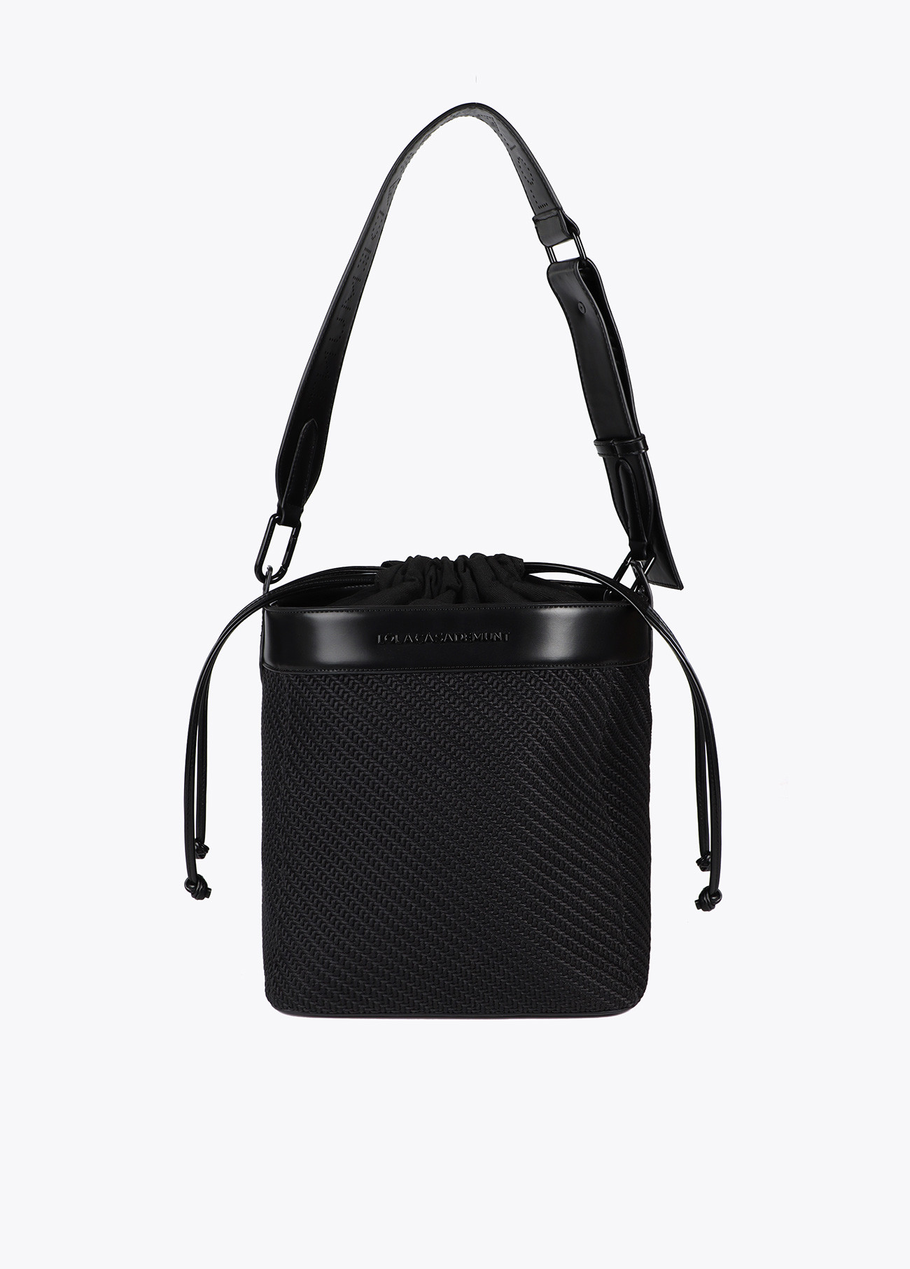 LOLA CASADEMUNT LF2504023 Bolso hobo combinado tejido y efecto piel NEGRO