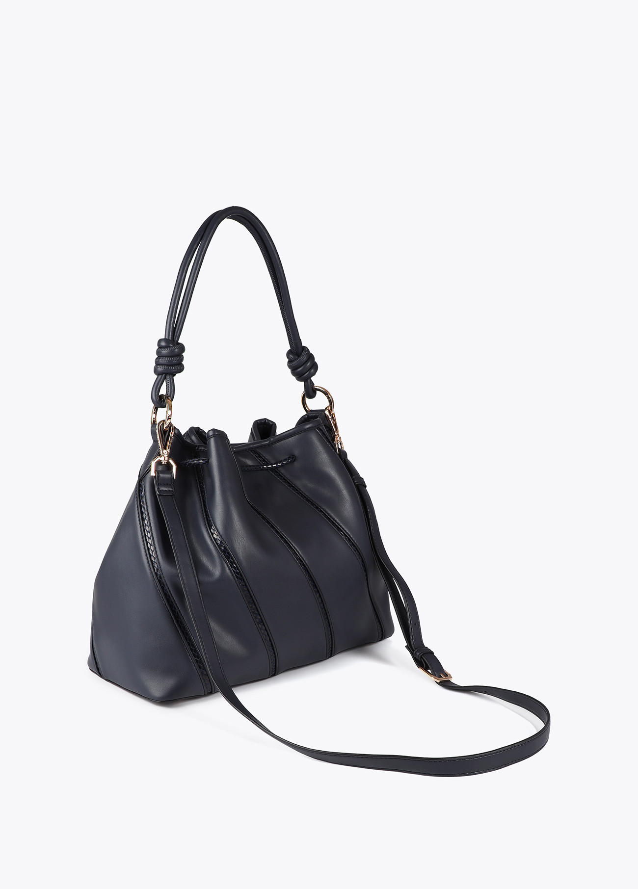 LOLA CASADEMUNT LF2504059 Bolso judas piezas y detalles en efecto piel serpiente NAVY - Imagen 3