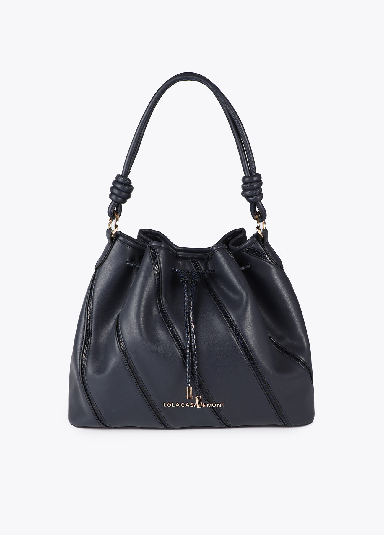 LOLA CASADEMUNT LF2504059 Bolso judas piezas y detalles en efecto piel serpiente NAVY