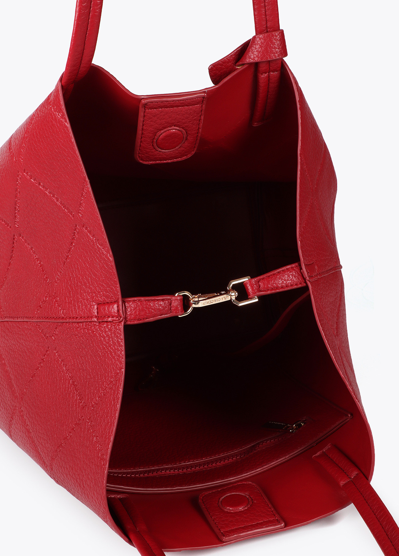 LOLA CASADEMUNT LF2504050 Shopper efecto piel monograma rombos logo ovalado colgante ROJO - Imagen 4