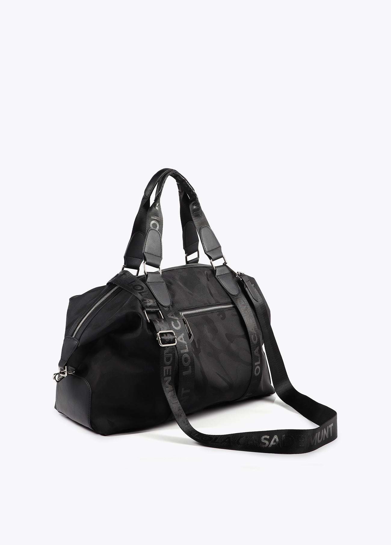 LOLA CASADEMUNT LF2504002 Weekend tejido nylon jaquard camuflaje al tono. NEGRO - Imagen 2