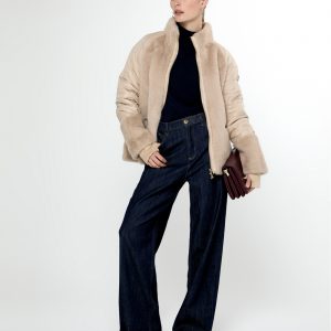 LOLA CASADEMUNT LF2501009 Abrigo combinado plumas pelo CRUDO