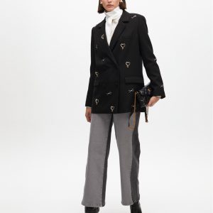 LOLA CASADEMUNT LF2502014 Americana detalle logo pedrería NEGRO