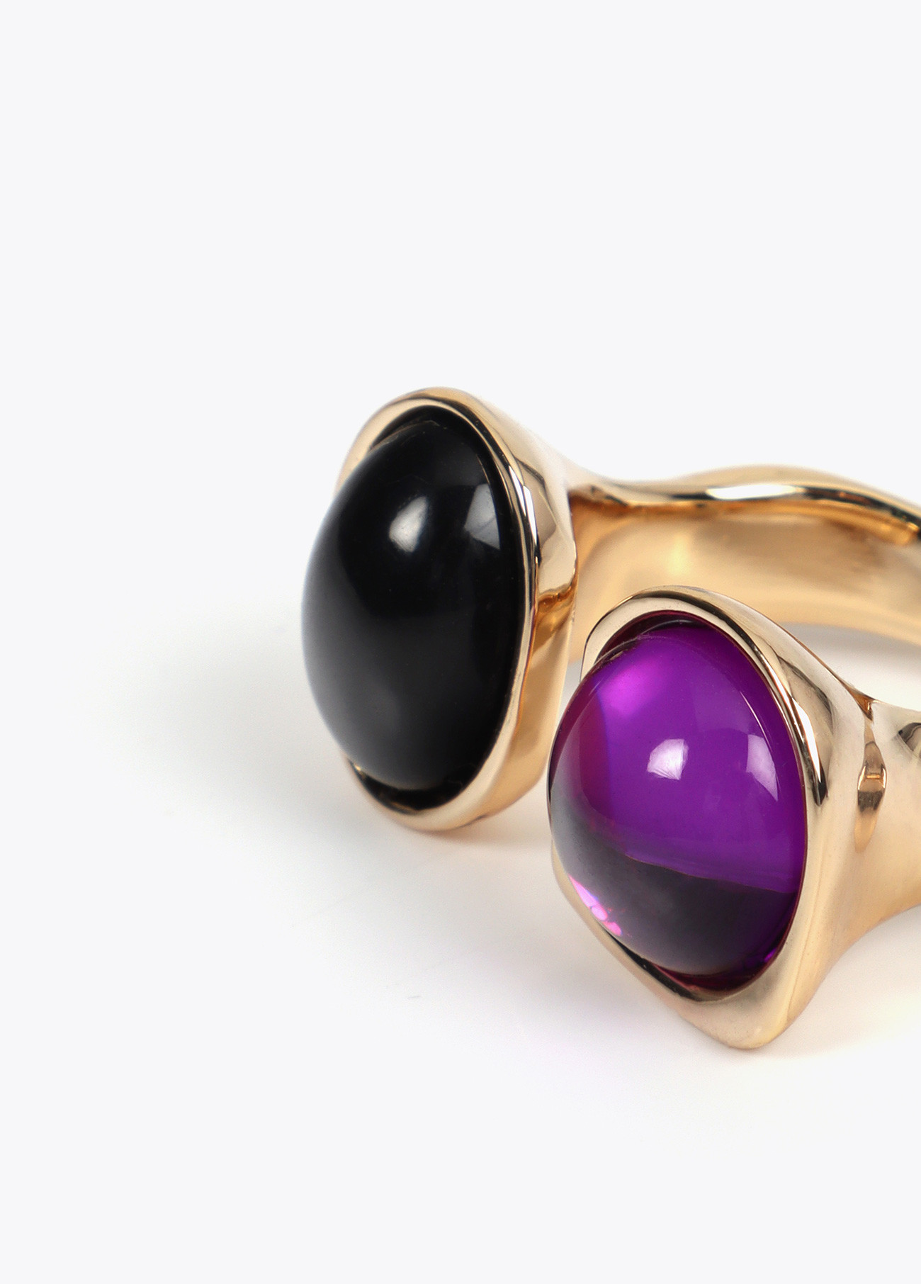 LOLA CASADEMUNT LF2503072 Anillo doble pieza cristal abierto NEGRO-LILA - Imagen 3