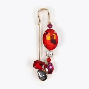 LOLA CASADEMUNT LF2503049 Broche cristales combinados ROJO-METAL