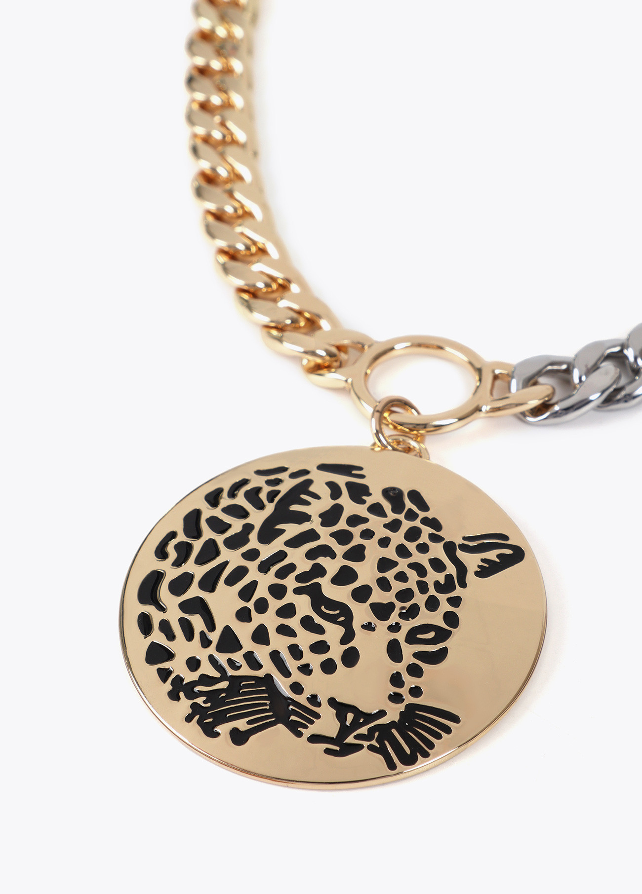 LOLA CASADEMUNT LF2503043 Collar cadena combinada con medallon joya cara de tigre METAL-METAL - Imagen 3