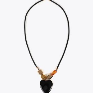 LOLA CASADEMUNT LF2503050 Collar cordon corazon efecto cristal NEGRO-GRIS