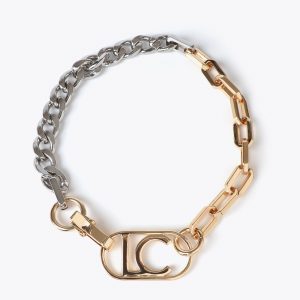 LOLA CASADEMUNT LF2503057 Collar corto combinado cadenas logo ovalado METAL-METAL