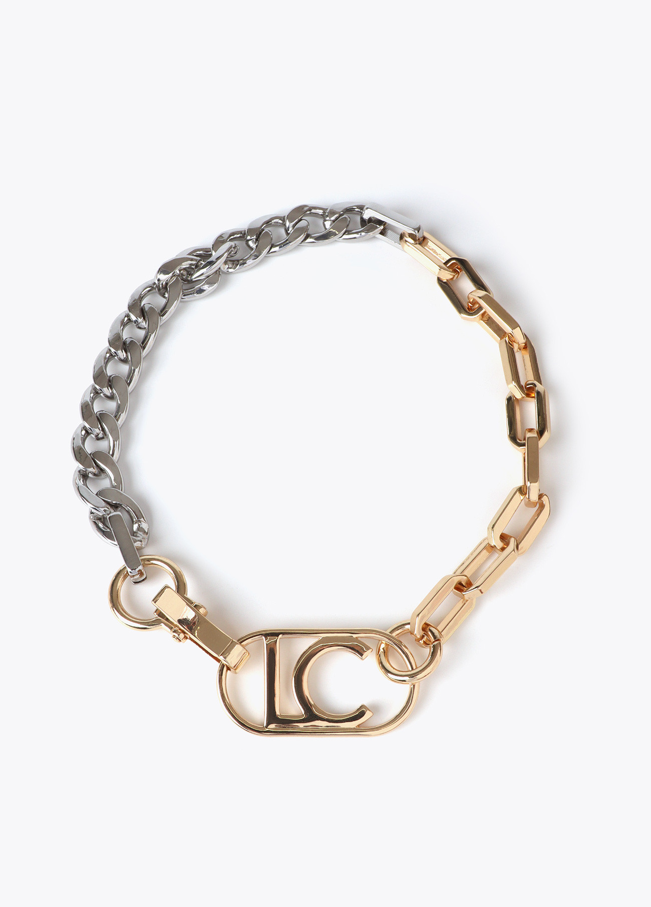 LOLA CASADEMUNT LF2503057 Collar corto combinado cadenas logo ovalado METAL-METAL