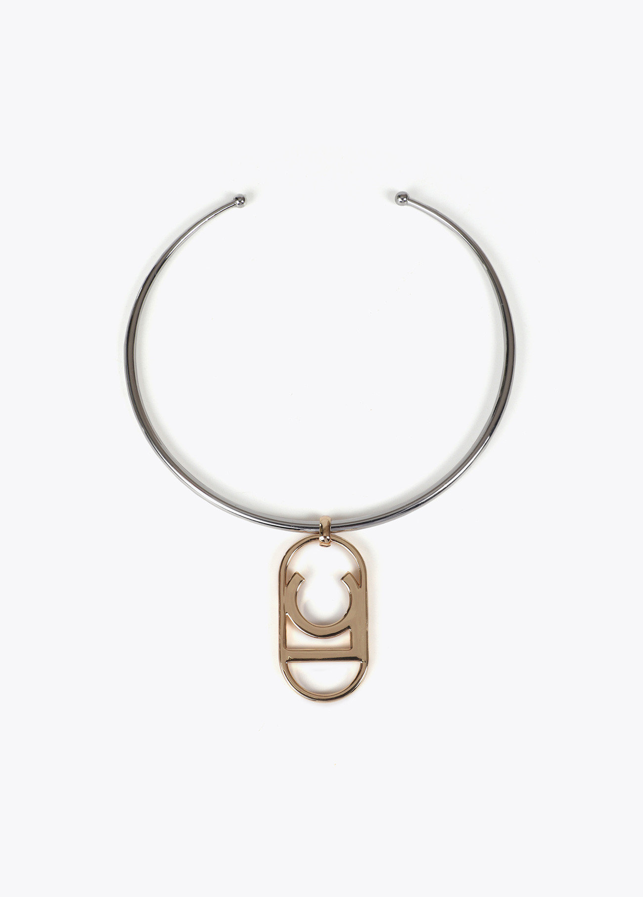 LOLA CASADEMUNT LF2503022 Collar corto rigido logo ovalado METAL-METAL