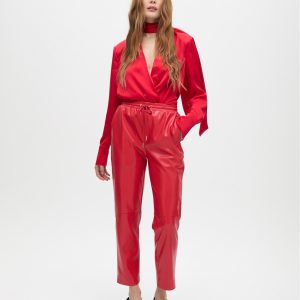 LOLA CASADEMUNT LF2514025 Pantalón jogger PU ROJO