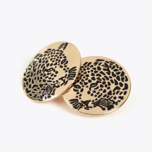 LOLA CASADEMUNT LF2503052 Pendientes boton cara tigre joya METAL-NEGRO