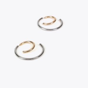 LOLA CASADEMUNT LF2503009 Pendientes espiral bicolor PLATEADO