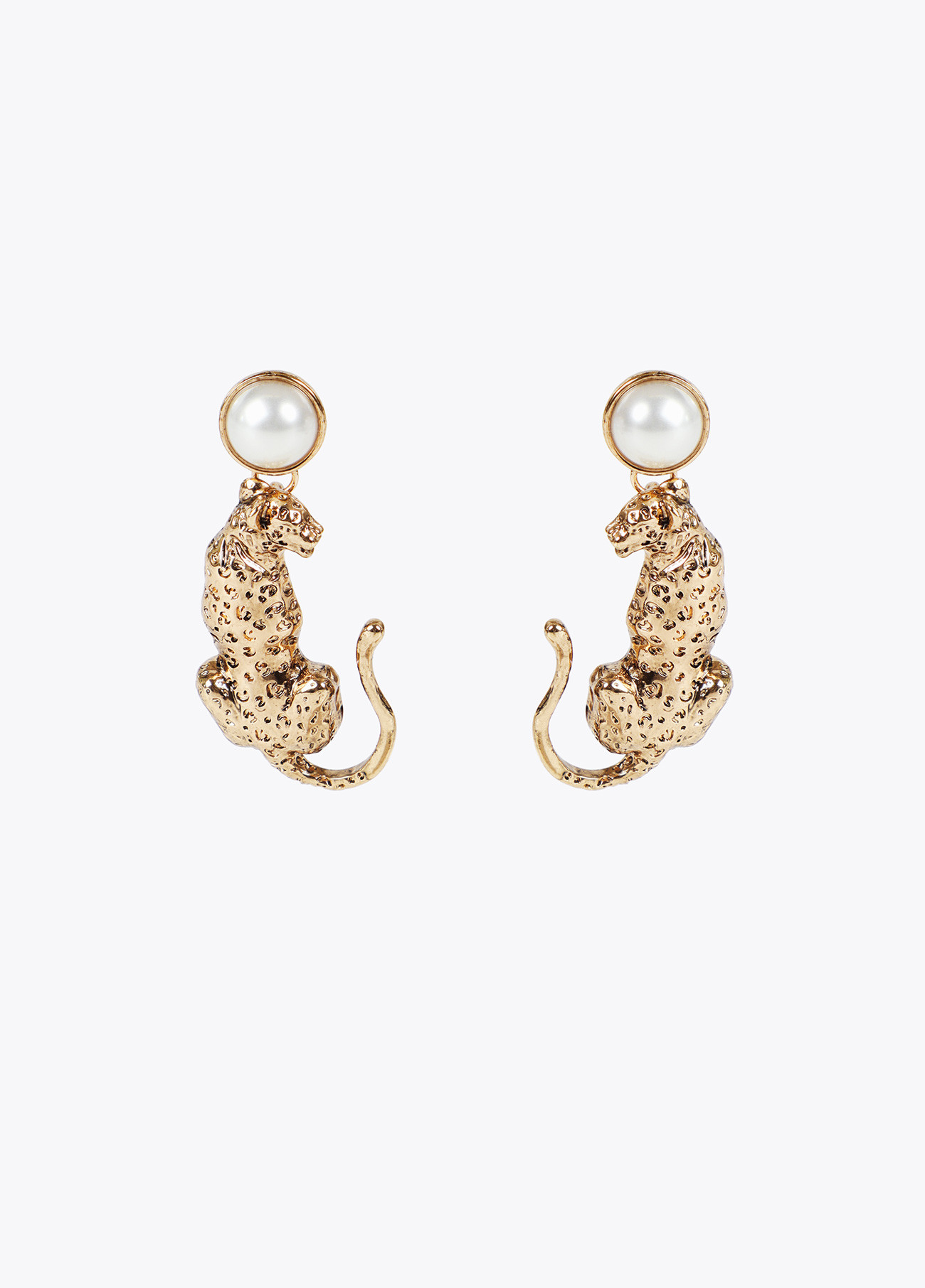 LOLA CASADEMUNT LF2503041 Pendientes lepardo con perla DORADO