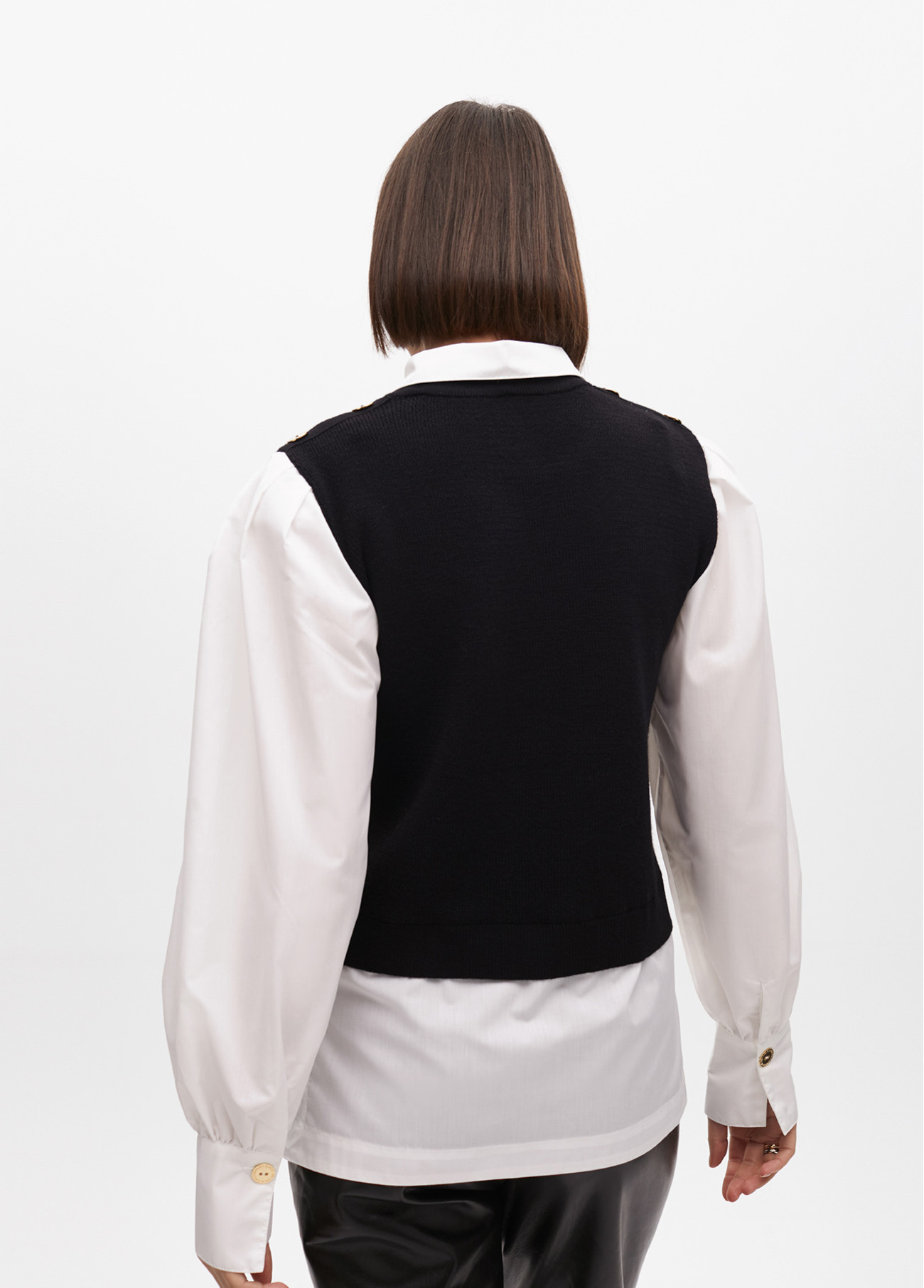 LOLA CASADEMUNT LF2511016 Jersey combinado manga popel NEGRO-BLANCO - Imagen 4