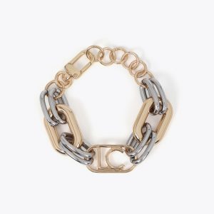 LOLA CASADEMUNT LF2503015 Pulsera eslabones bicolor logo ovalado METAL-METAL