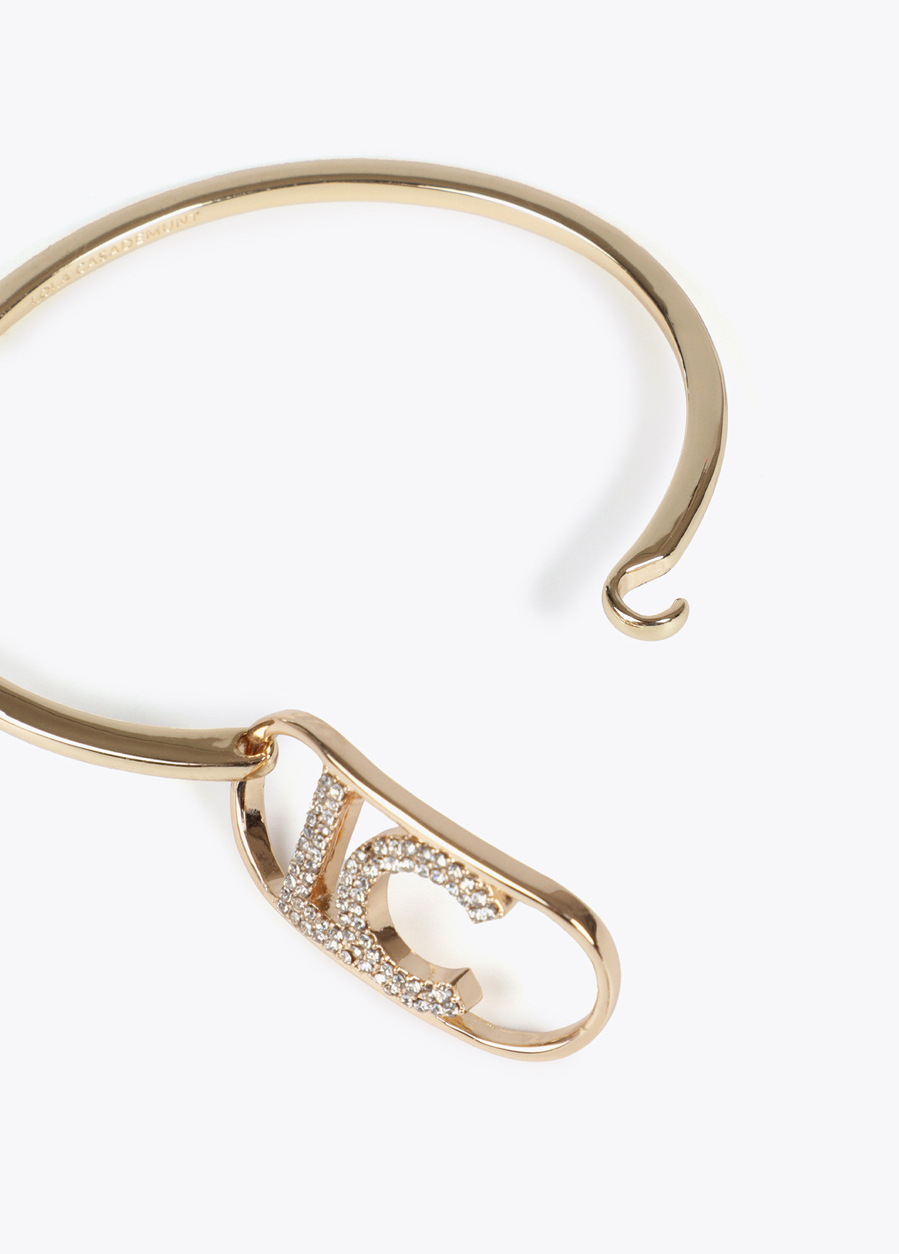 LOLA CASADEMUNT LF2503051 Pulsera fina rigida logo ovalado DORADO - Imagen 3