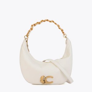 LOLA CASADEMUNT LS2604076 Bolso media luna con LC animal y cadena CRUDO