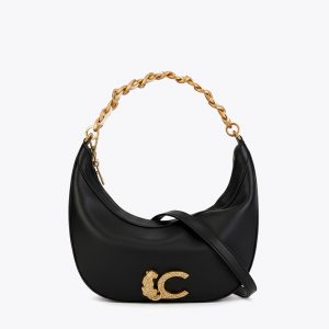 LOLA CASADEMUNT LS2604076 Bolso media luna con LC animal y cadena NEGRO