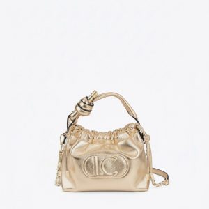 LOLA CASADEMUNT LS2604014 Bombonera metalizada logo ovalado relieve DORADO