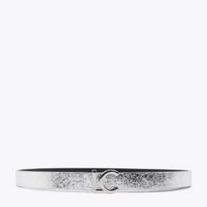 LOLA CASADEMUNT LS2606010 Cinturón reversible hebilla LC metalizado plata NEGRO-METAL
