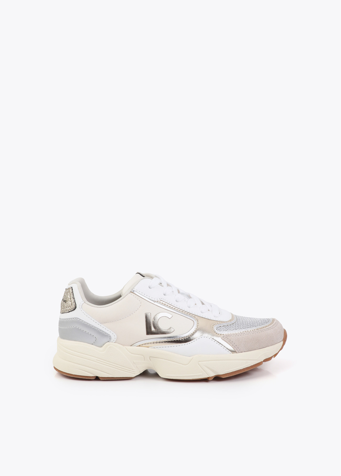 LOLA CASADEMUNT LS2605032 Deportiva con suela tipo running con detalles en piel CRUDO-METAL