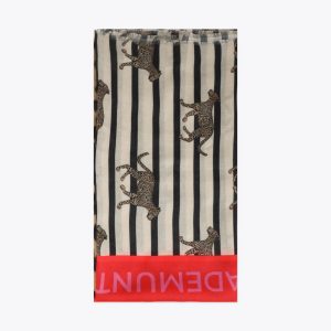 LOLA CASADEMUNT LS2607006 Fular estampado combinado de rallas y leopardos MARRON-MULTICOLOR