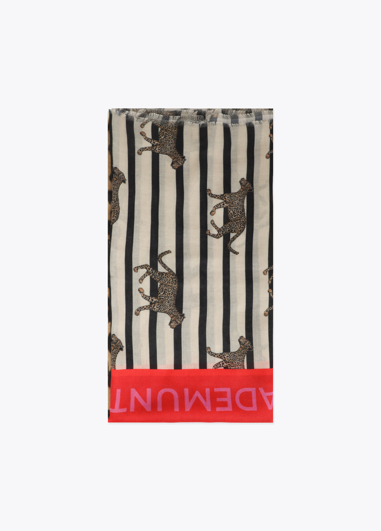 LOLA CASADEMUNT LS2607006 Fular estampado combinado de rallas y leopardos MARRON-MULTICOLOR