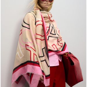 LOLA CASADEMUNT LS2607005 Fular estampado con letras logo CRUDO-MULTICOLOR