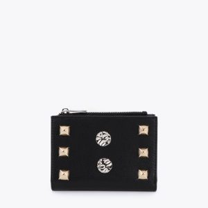 LOLA CASADEMUNT LS2612016 Monedero con tachas oro y plata NEGRO