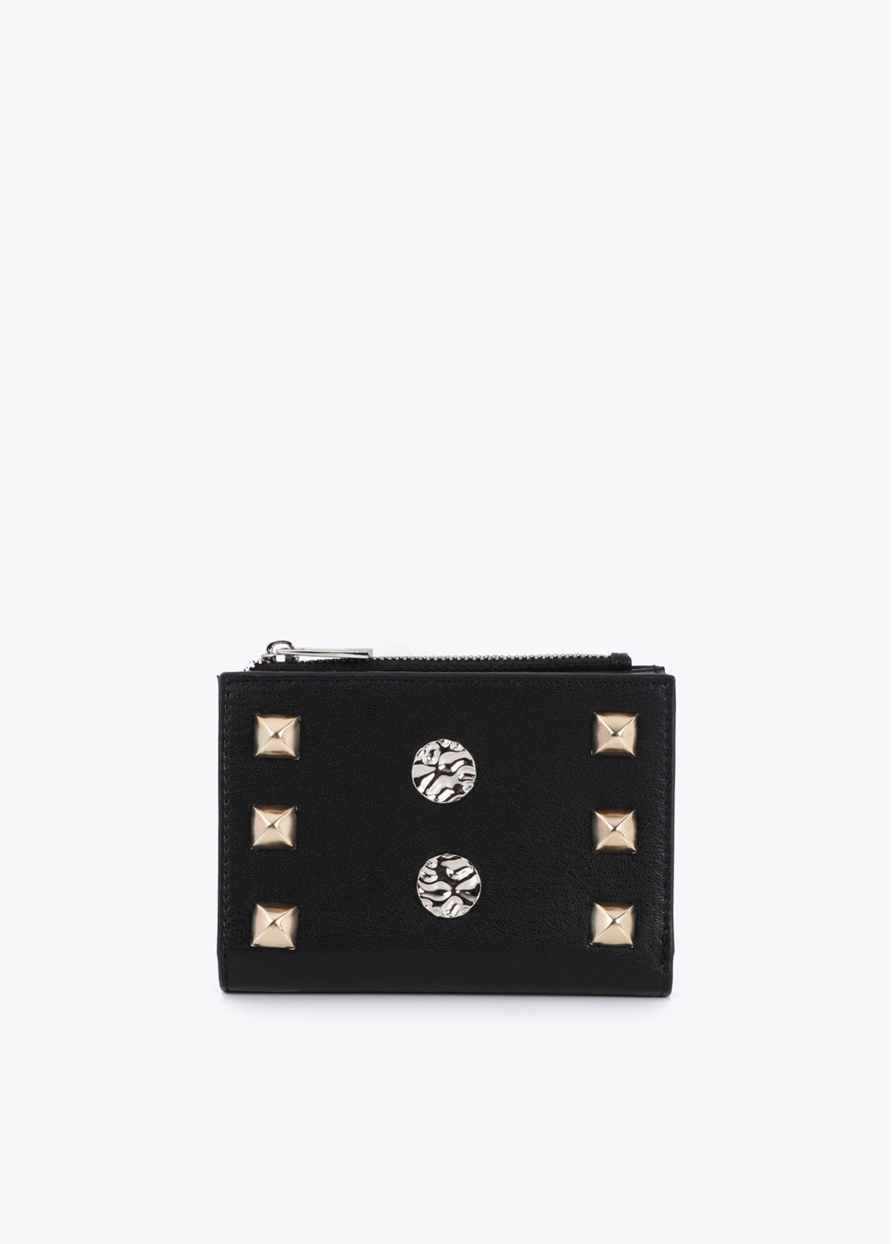 LOLA CASADEMUNT LS2612016 Monedero con tachas oro y plata NEGRO