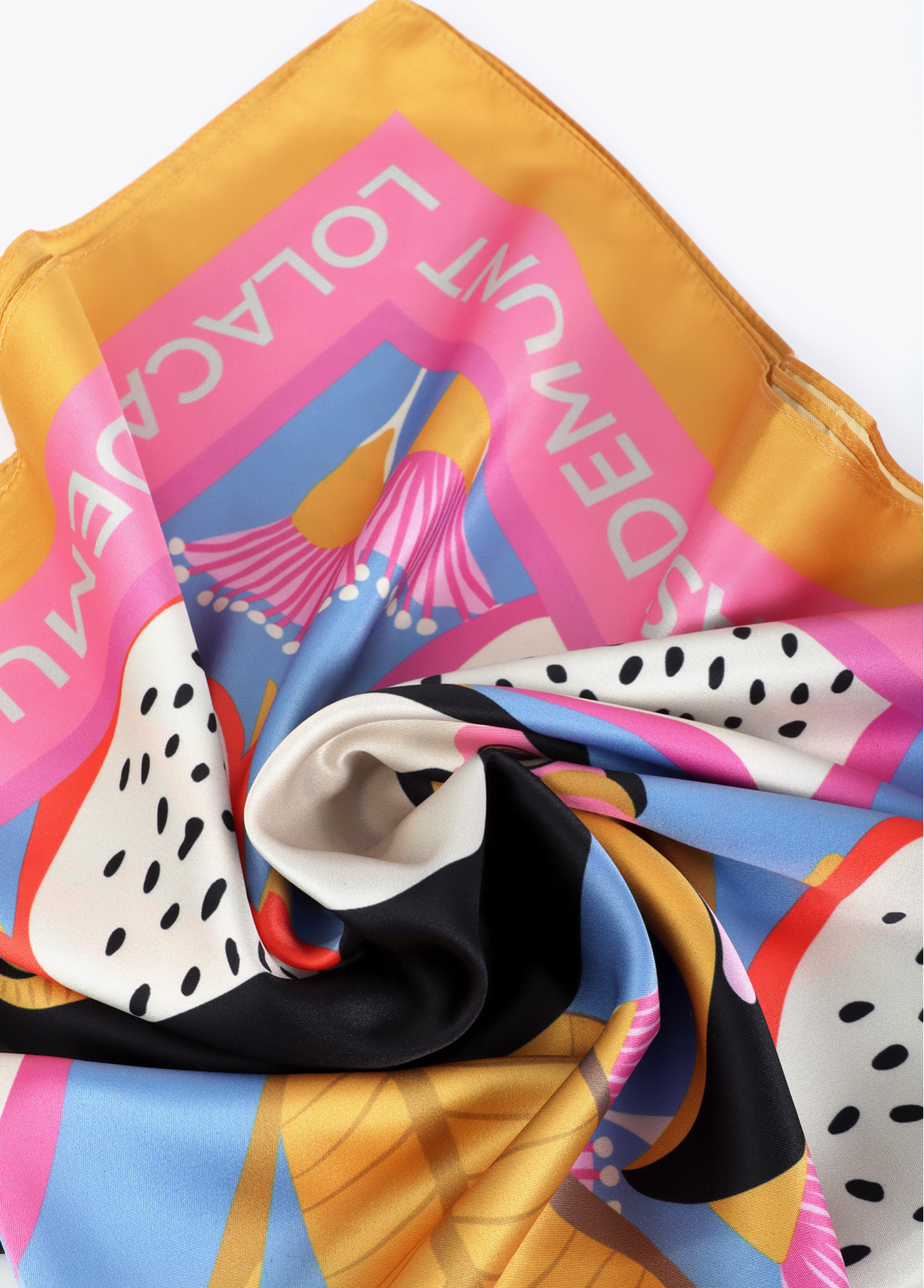 LOLA CASADEMUNT LS2607004 Pañuelo satinado con estampado tropical AZUL-MULTICOLOR - Imagen 4