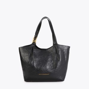 LOLA CASADEMUNT LS2604023 Shopper pliegues y logo en asa NEGRO