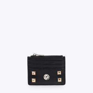 LOLA CASADEMUNT LS2612017 Tarjetero con tachas oro y plata NEGRO