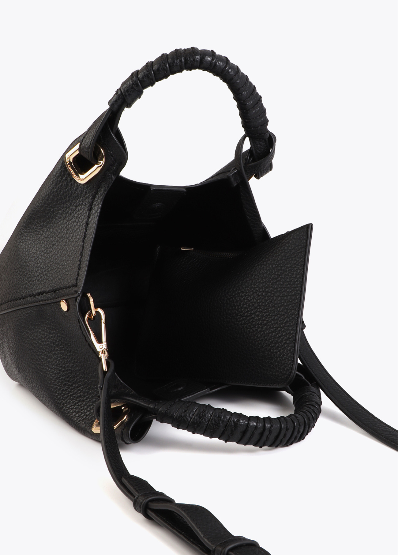 LOLA CASADEMUNT LS2604022 Bandolera pequeña asa trenzada detalles metálicos NEGRO - Imagen 4