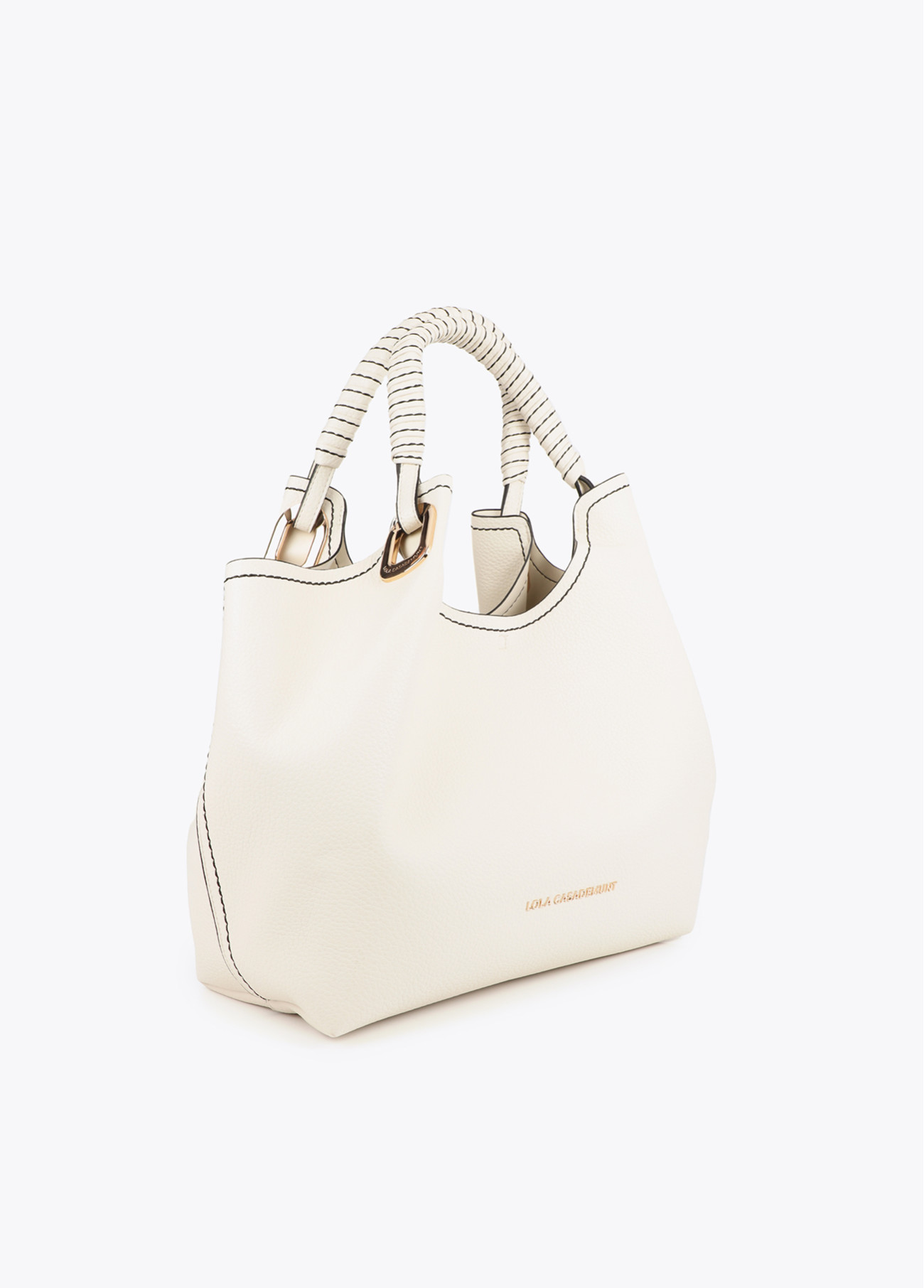 LOLA CASADEMUNT LS2604021 Shopper asa trenzada detalles metálicos CRUDO - Imagen 4