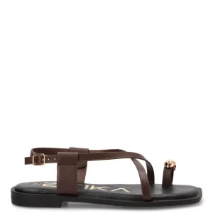 ETIKA Sandalia Plana 10099 Marron